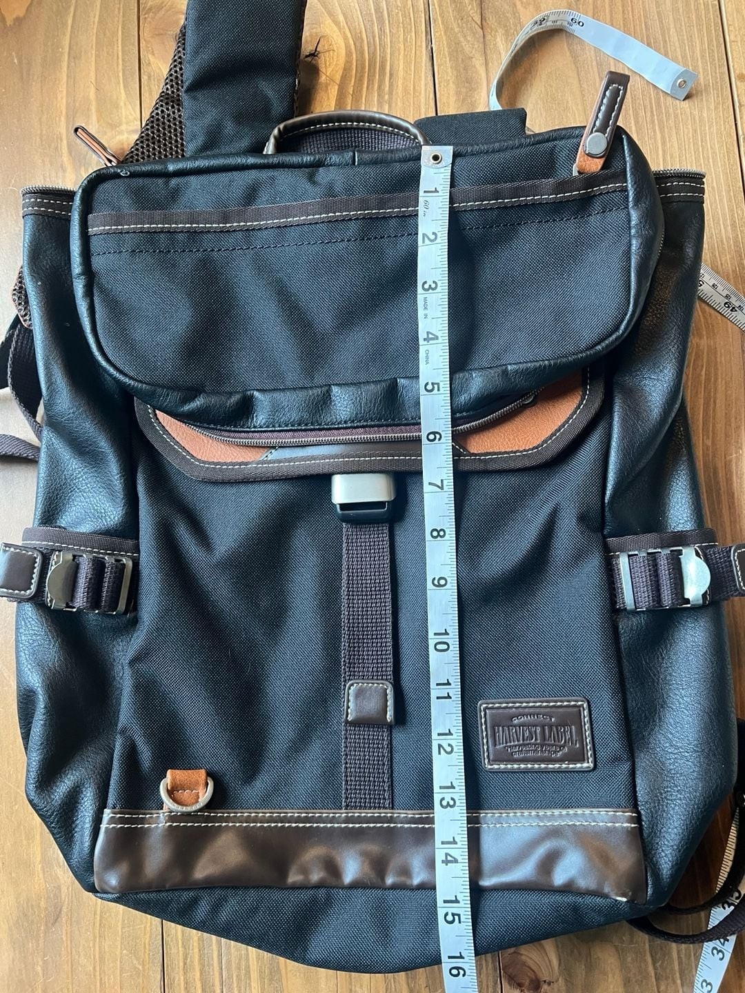 Harvest Label Connect Backpack Black and Brown Leather Trim