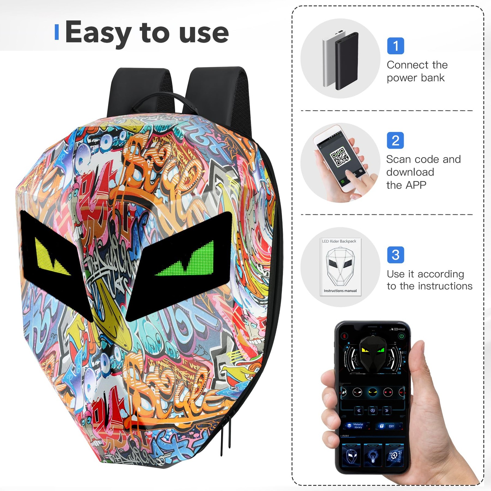 DABASHAN Motorcycle Backpacks 14.2 x 7.1 x 18.9 inches, Backpack(graffiti)