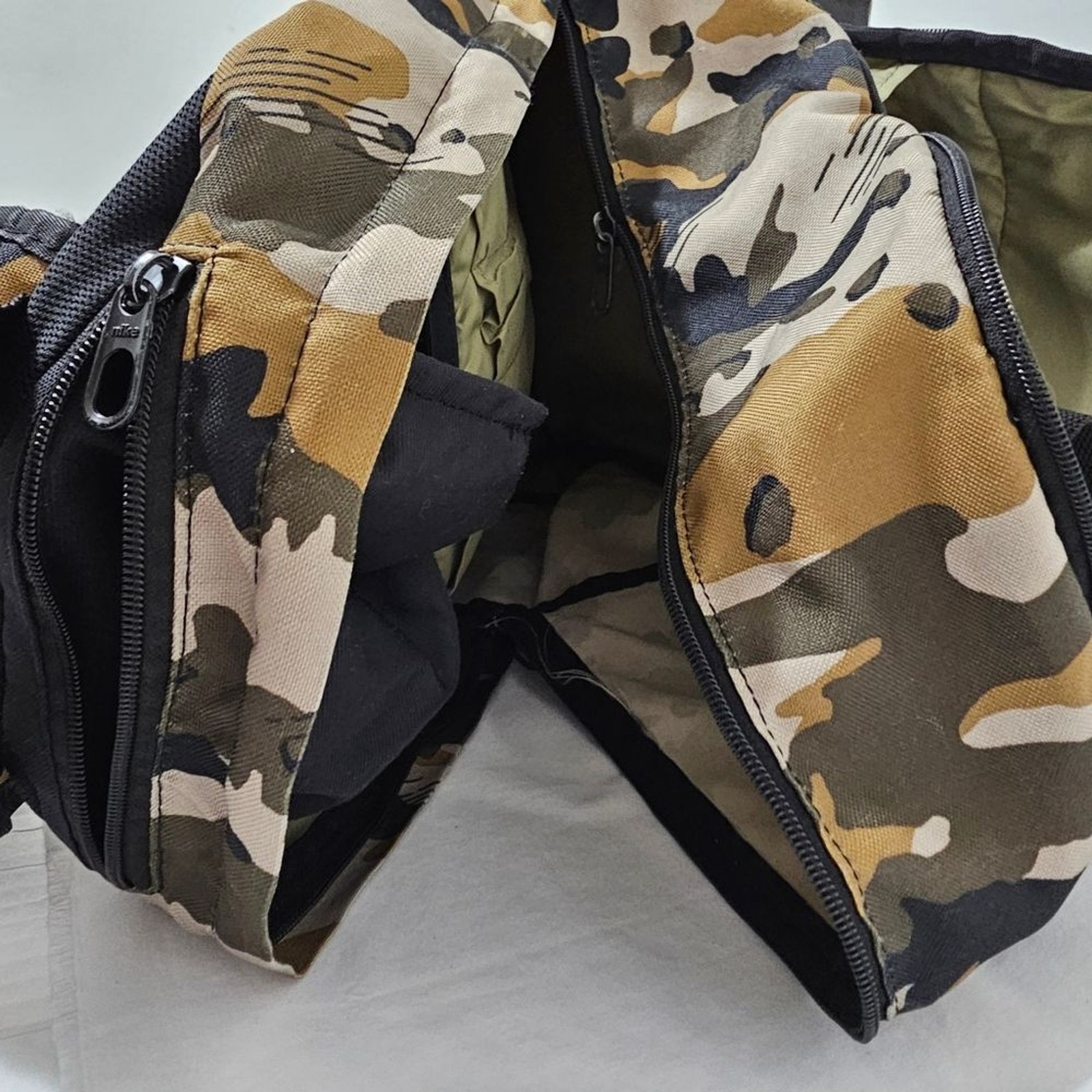 Nike BA5883 Camo Print Backpack – Tan Black White – Durable 100% Polyester