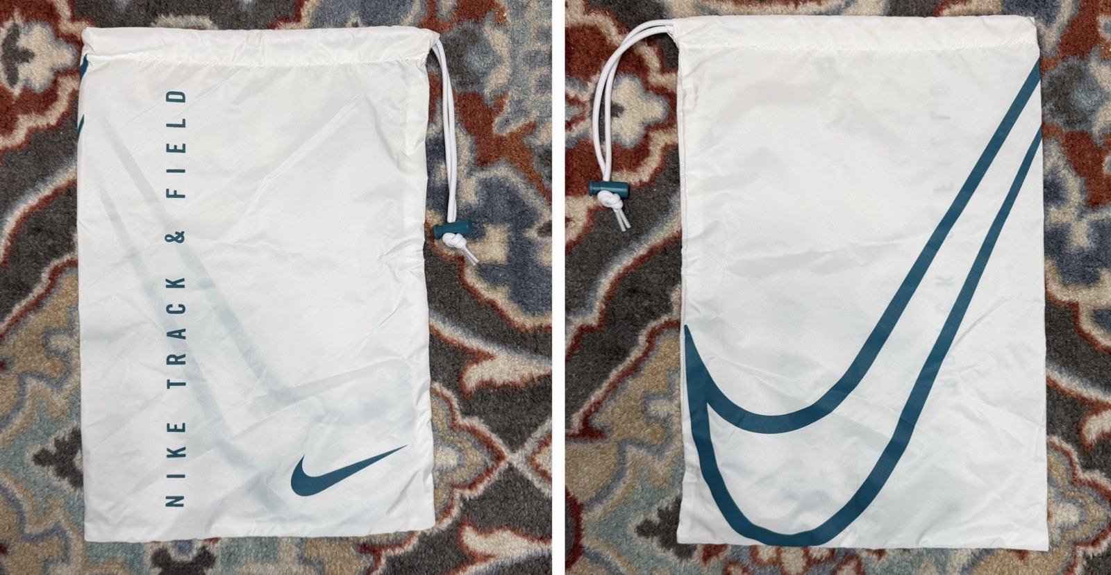 Nike Track & Field Spikes Shoe Drawstring Tote Bag White Spruce Green