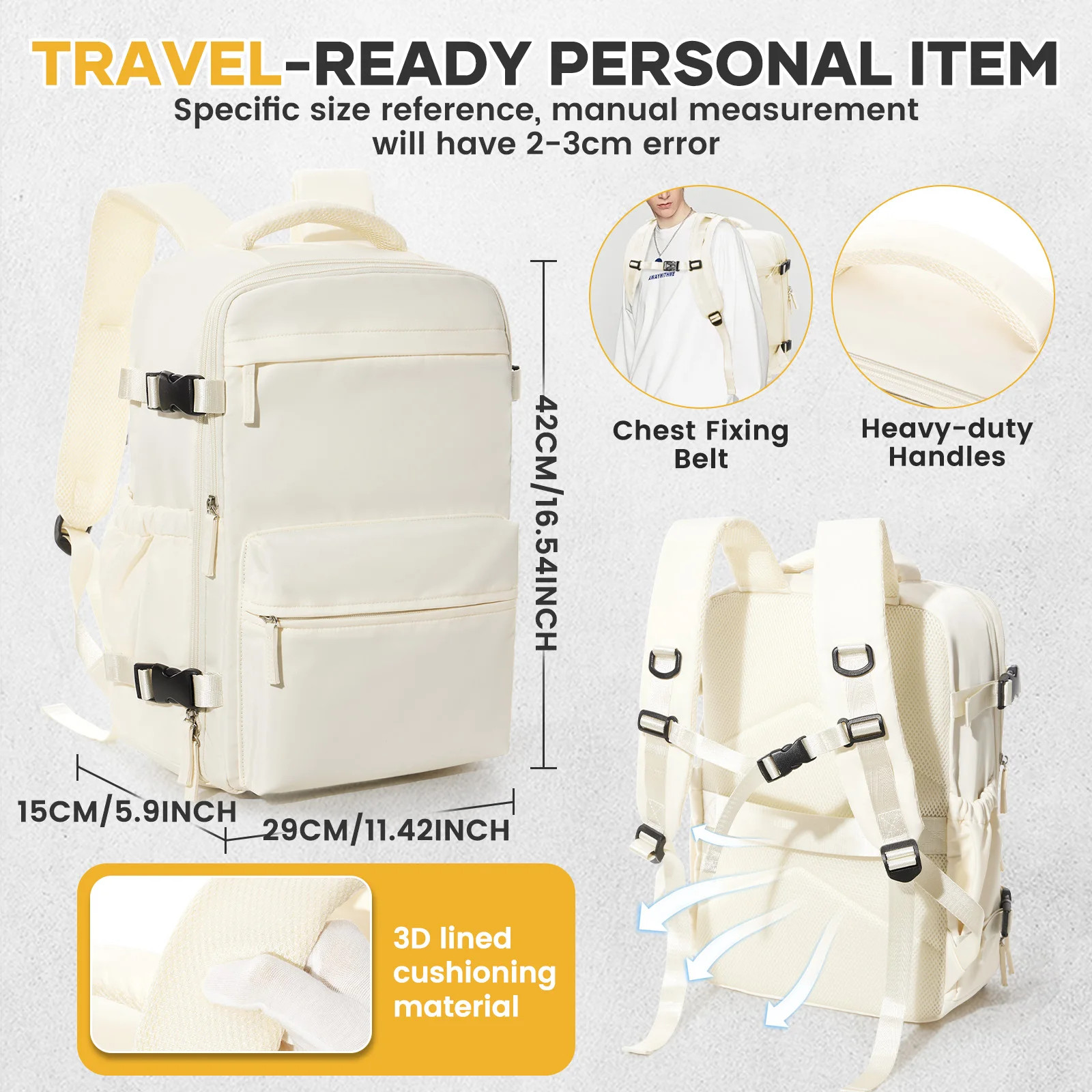 Carry On Travel Backpack Vacuum Compression Cabin Bag Laptop Backpack Unisex