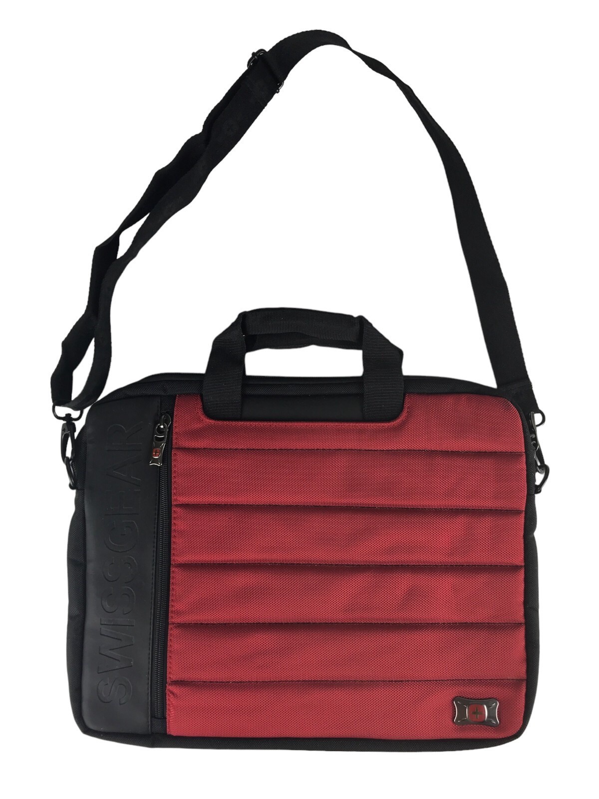 Swiss Gear Unisex Red Black Canvas Outer Pockets Detachable Strap Laptop Bag