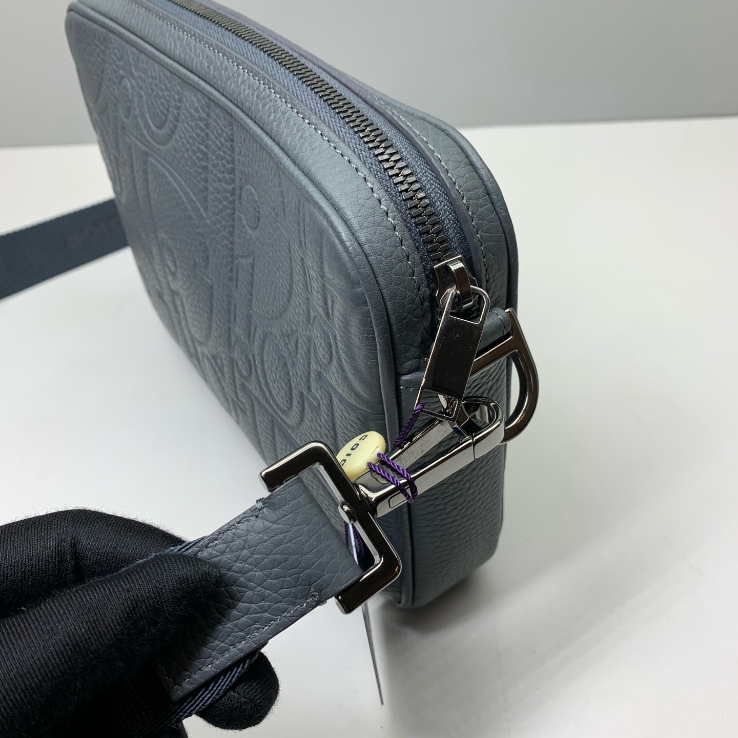 Dior Pre-Owned Authentic Crossbody Bag Dark Grey Free Shipping 23x16x6cm