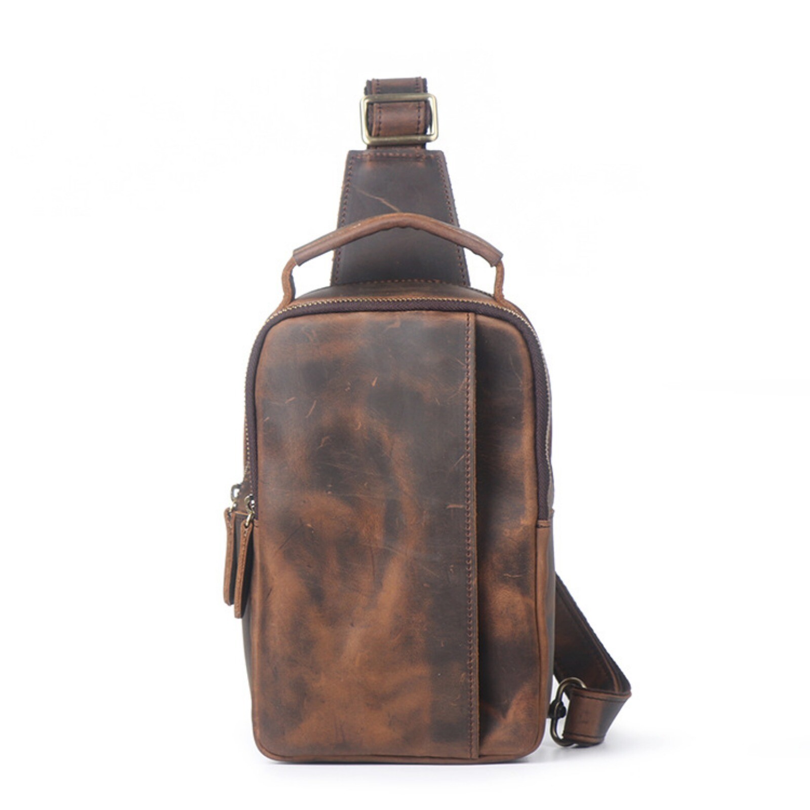 Men’s Leather Sling Backpack Crossbody Chest Bag for Travel Shoulder Pack