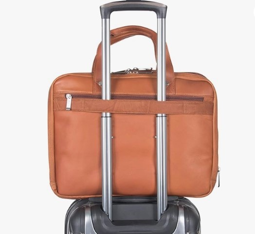 Kenneth Cole Reaction Leather Laptop Briefcase Messenger Bag Tan Brown
