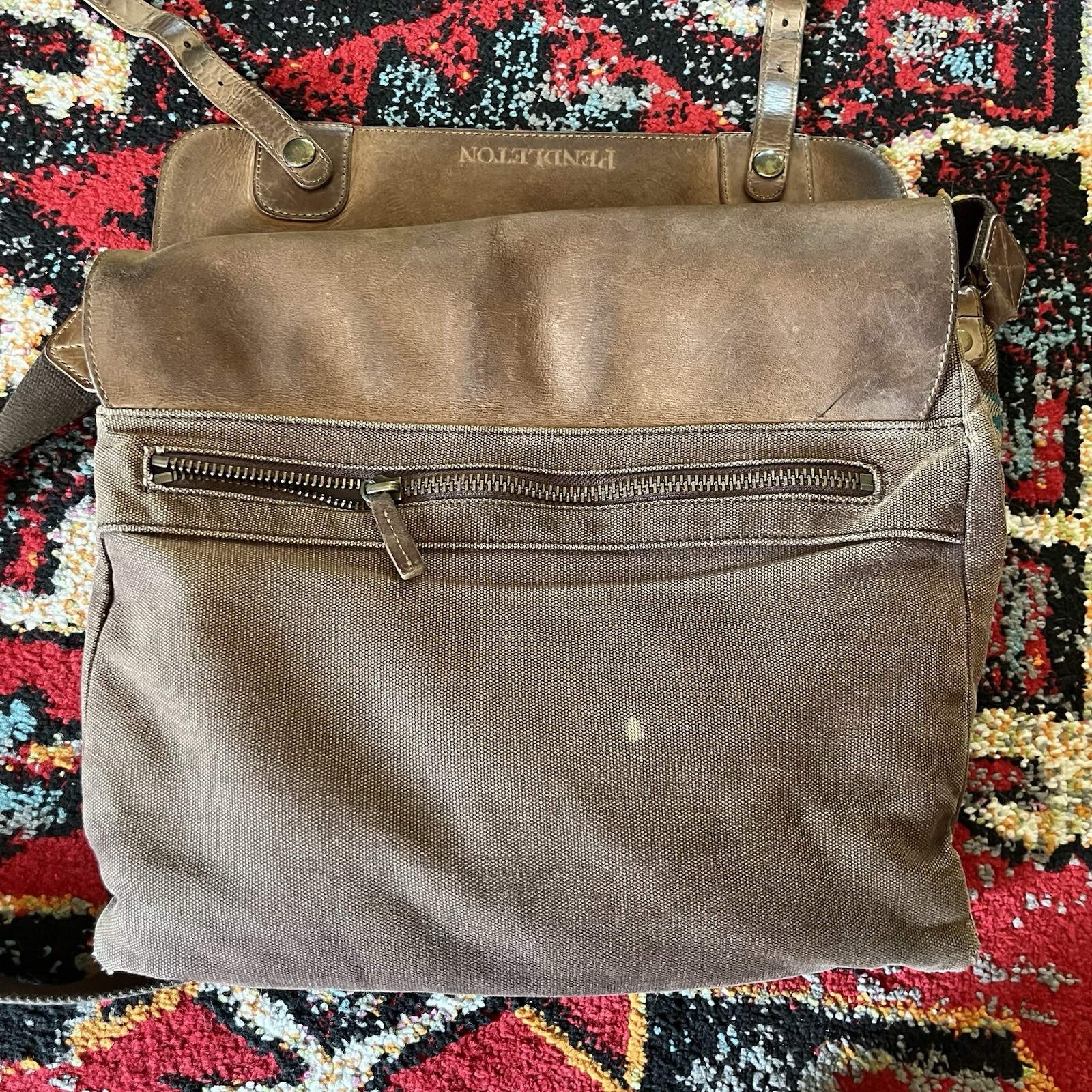 Pendleton Aztec Geometric Messenger Bag Shoulder Strap Buckle Zip Multicolor
