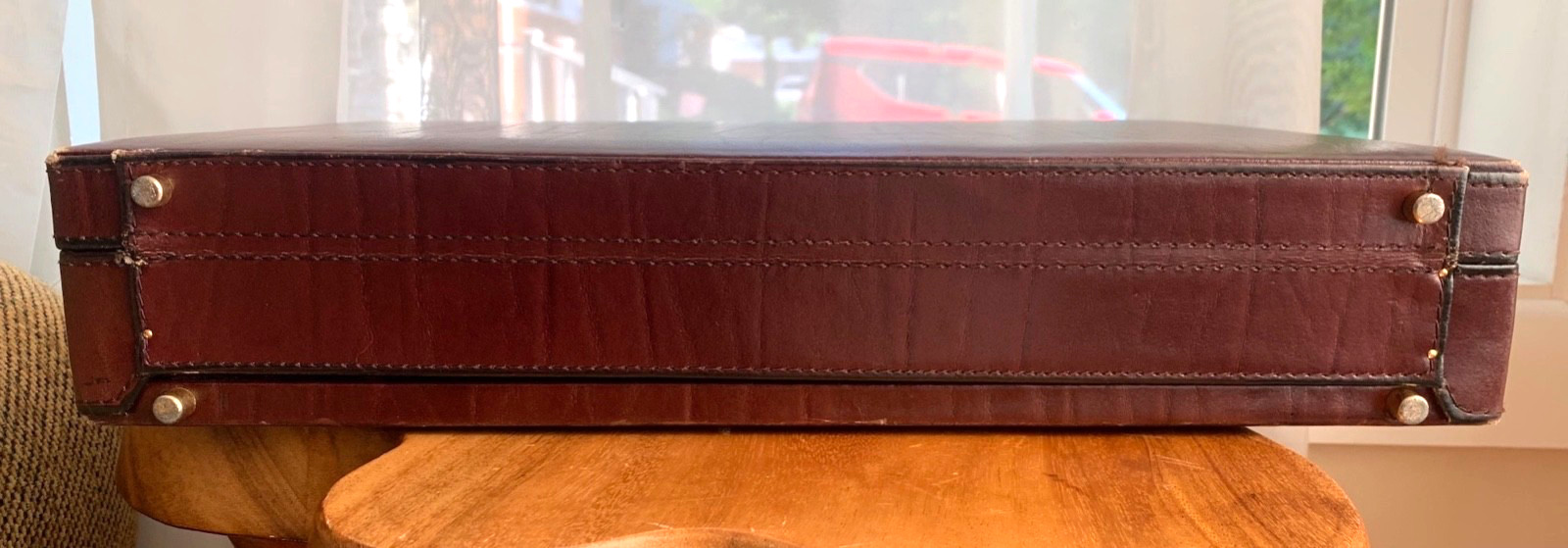 Sonalin Burgundy Briefcase Attache’ Italian Leather 80s 90s Retro EXCELLENT