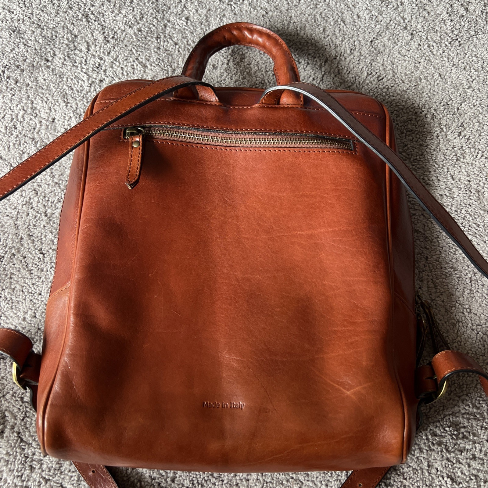 Italian Florence Handmade High Q Genuine Leather Unisex Backpack Made In Italy