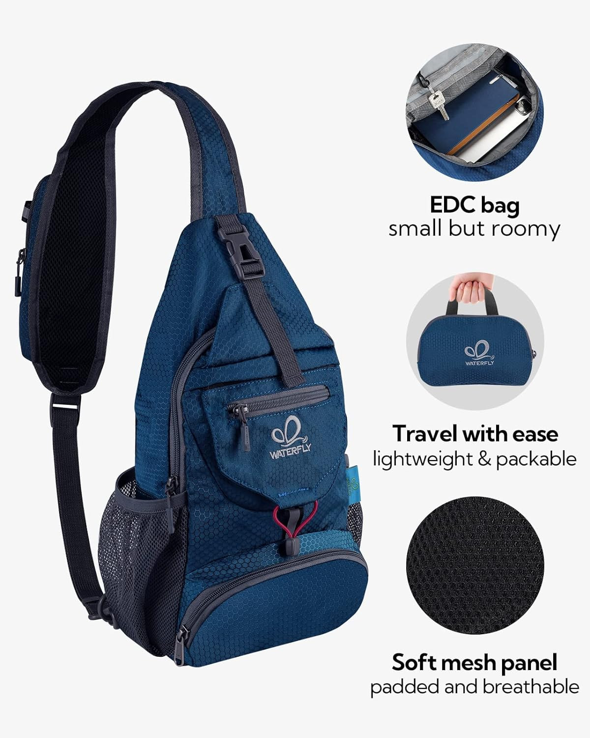 Packable Sling Backpack Lightweight Crossbody Bag Travel Daypack | Foldable Desi