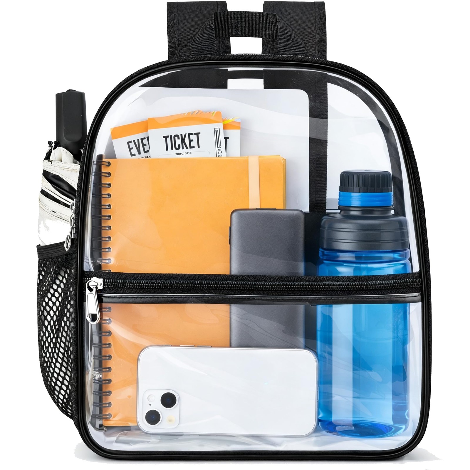Clear Backpack Stadium Approved, 12 x 6 x 11 in, Small Transparent Backpack f…