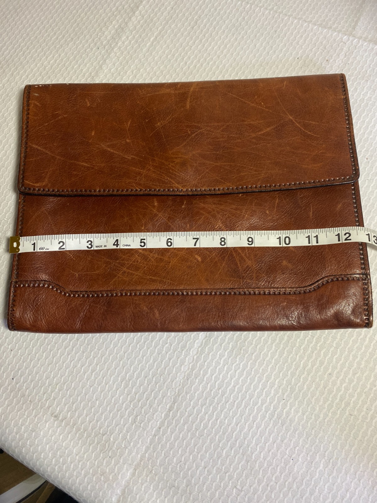 Cole Haan Brown Leather Portfolio Briefcase Document Bag Organizer Snap Closure