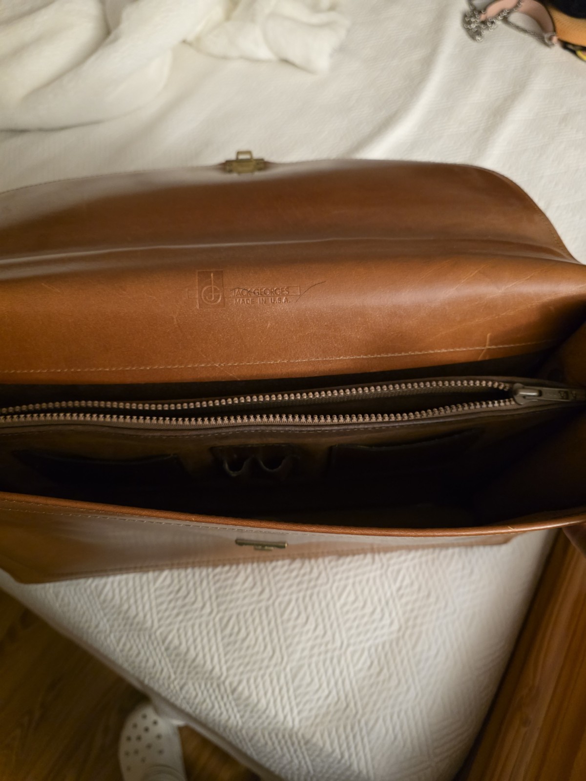 Vintage Leather JACK GEORGE Professional Business Lawyer Briefcase Bag Mens