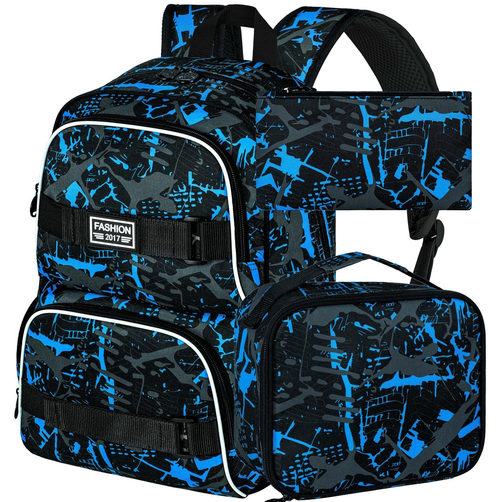 17 Inches Backpack for Boys Men, 3Pcs College Laptop Backpacks with Lunch Bag…