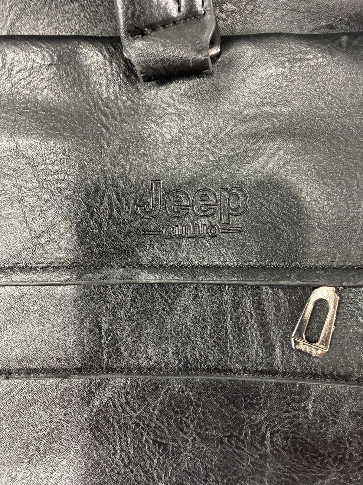 Jeep Buluo Leather Laptop Messenger Bag Briefcase Black 15″x11 No Strap