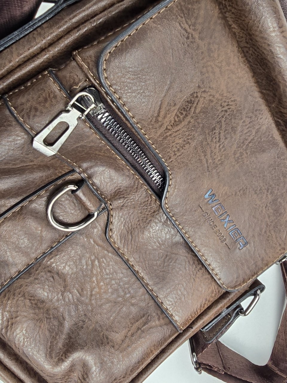 Weixier Brown Faux Leather Messenger Bag Crossbody Shoulder Sling Pack Men