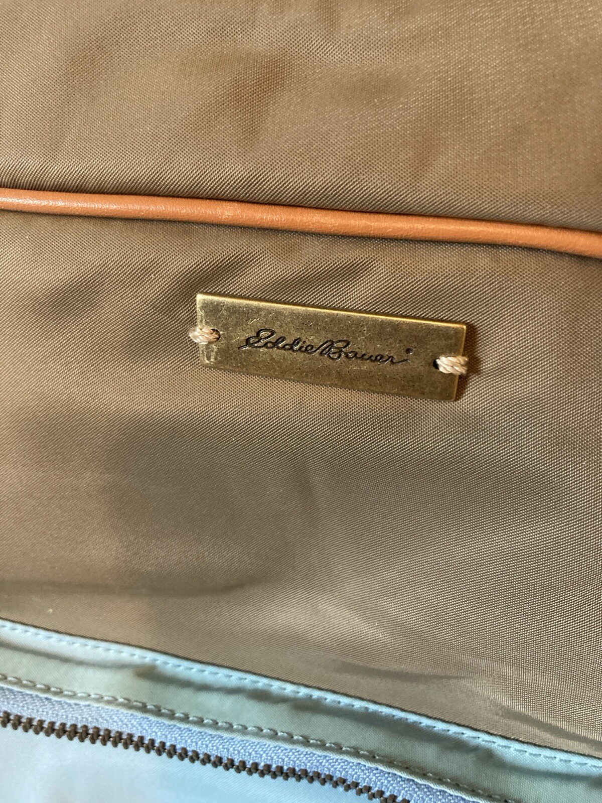 Eddie Bauer Messenger Bag Laptop Computer Case Nylon Blue And Brown