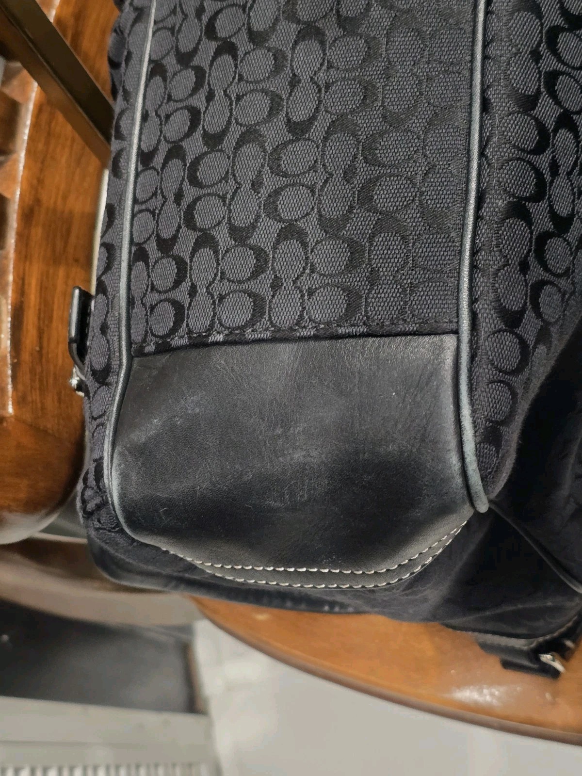 MINT COACH Canvas Messenger Bag Signature Crossbody Black Work laptop Handbag