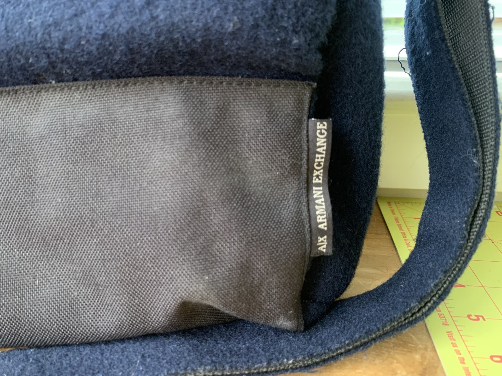 Armani Exchange AIX Fleece Felt Messenger Bag Navy