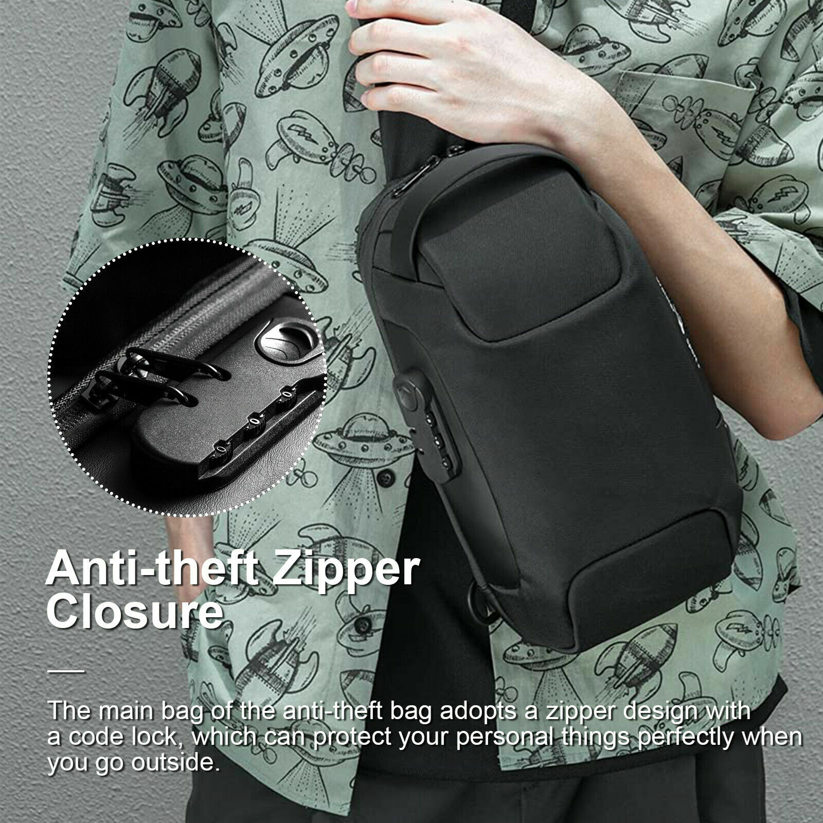 Men’s Backpack Waterproof Anti-theft Sling Bag Chest Shoulder Cross body Pouch