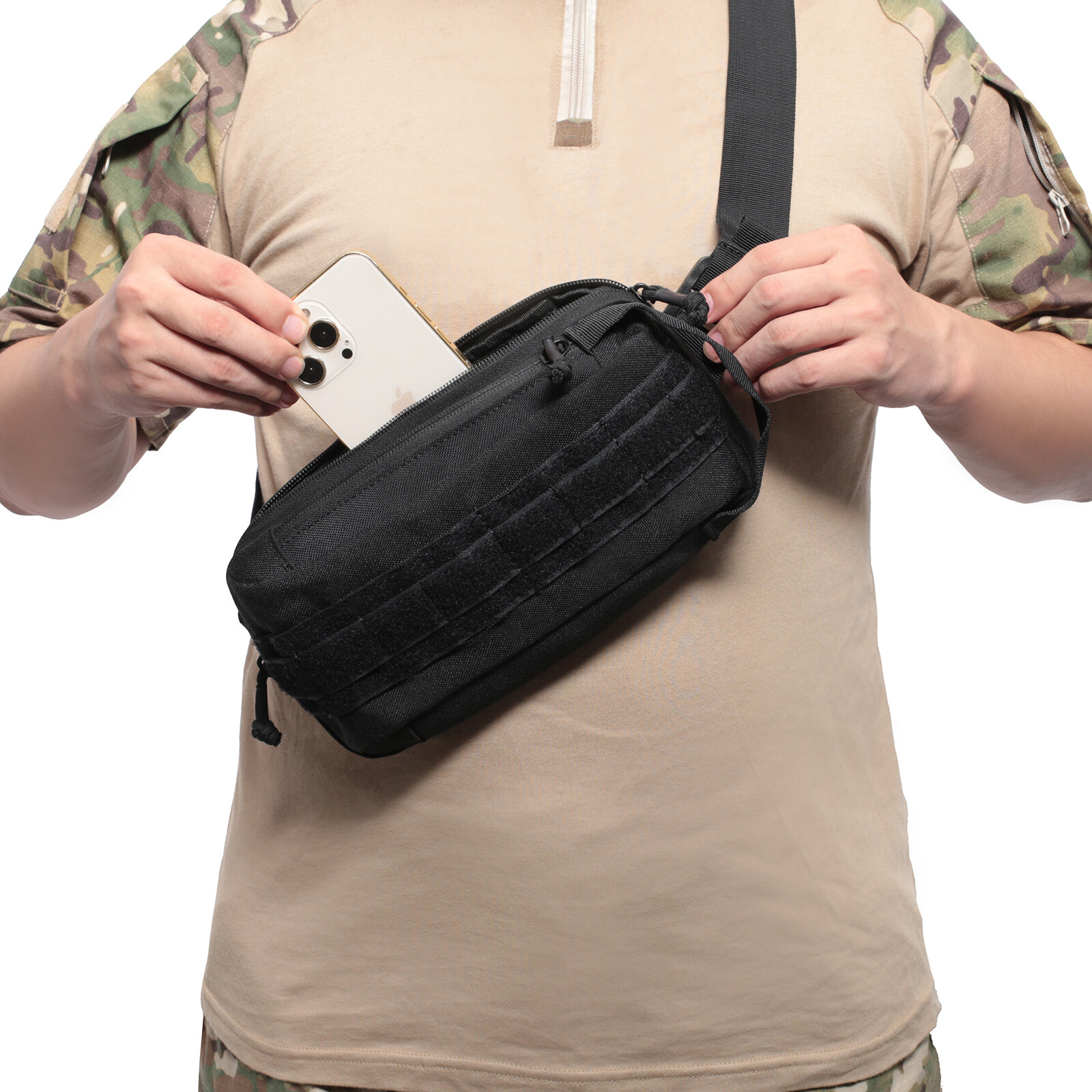 Tactical Molle Sling Bag Chest Shoulder Daypack Crossbody EDC Utility Phone Bag
