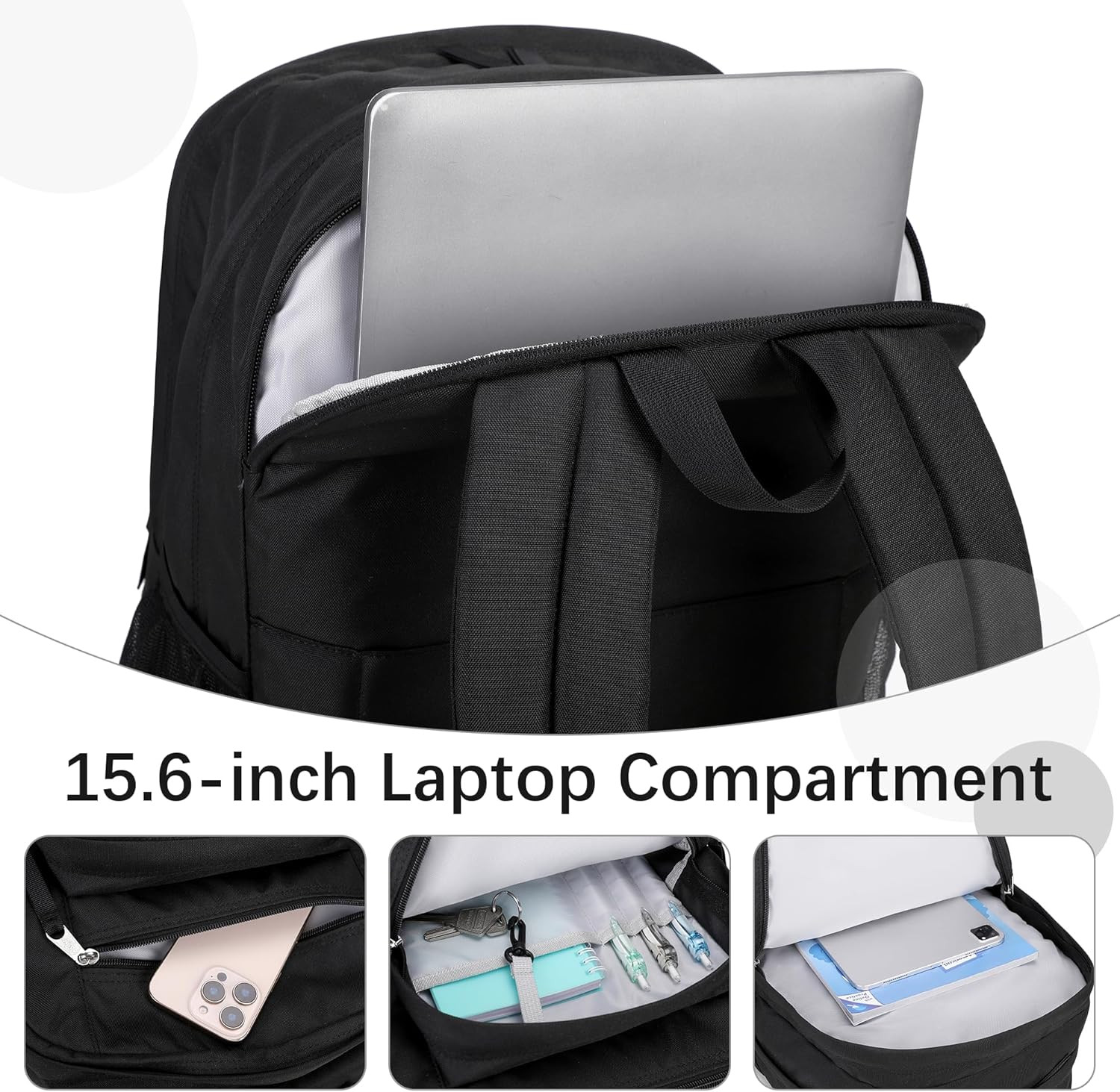 34L Large Backpack for School Water Resistant Women Men Bookbag for College, Mid