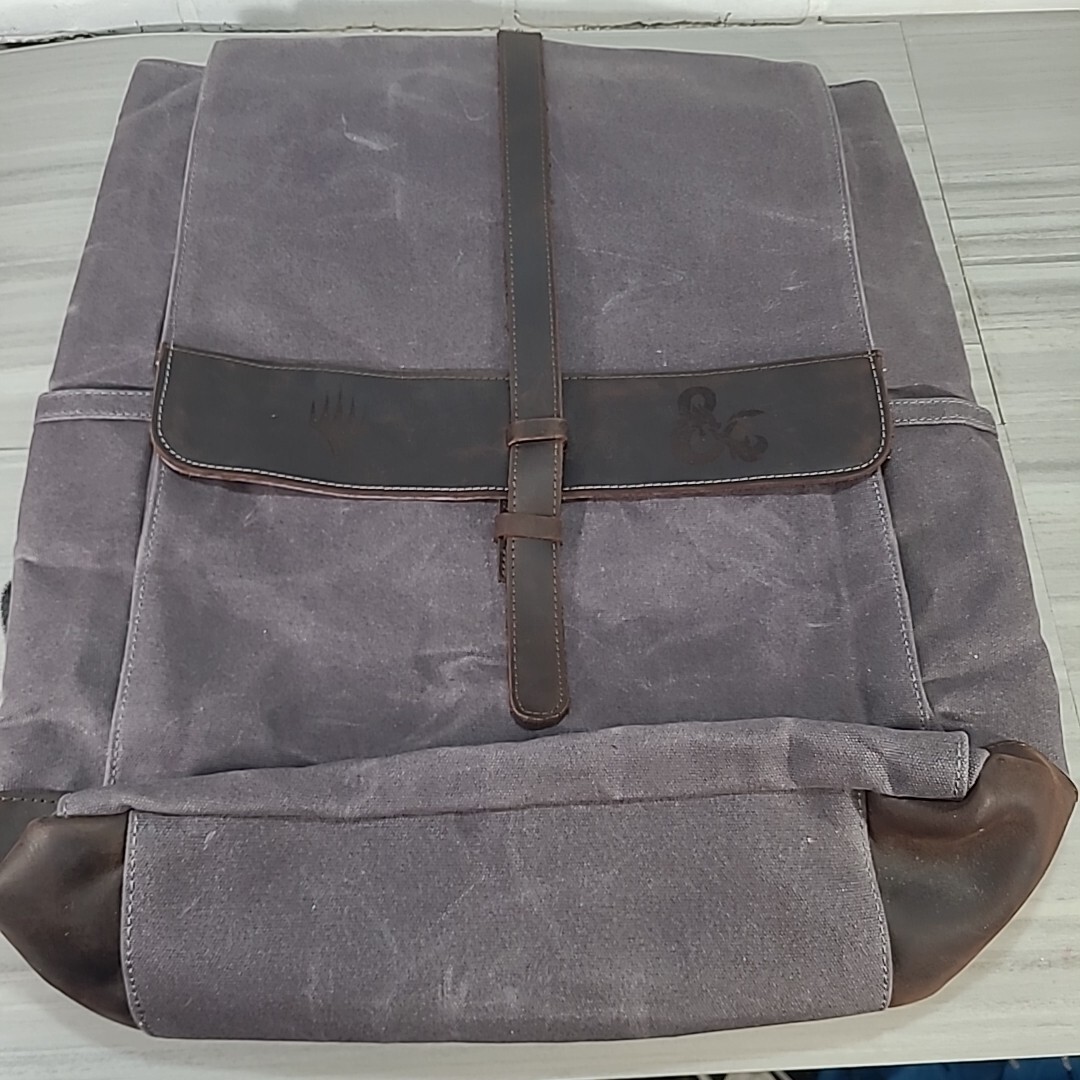 Dungeons & Dragons / Magic The Gather Gray /Brown Leather Waxed Canvas Backpack