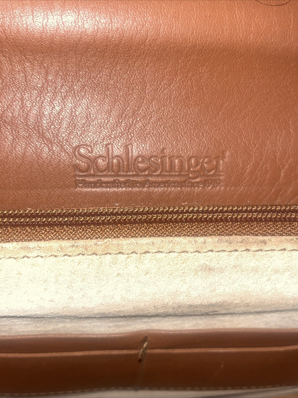 Schlesinger Leather Brown Messenger Laptop Bag Briefcase USA MISSING STRAP