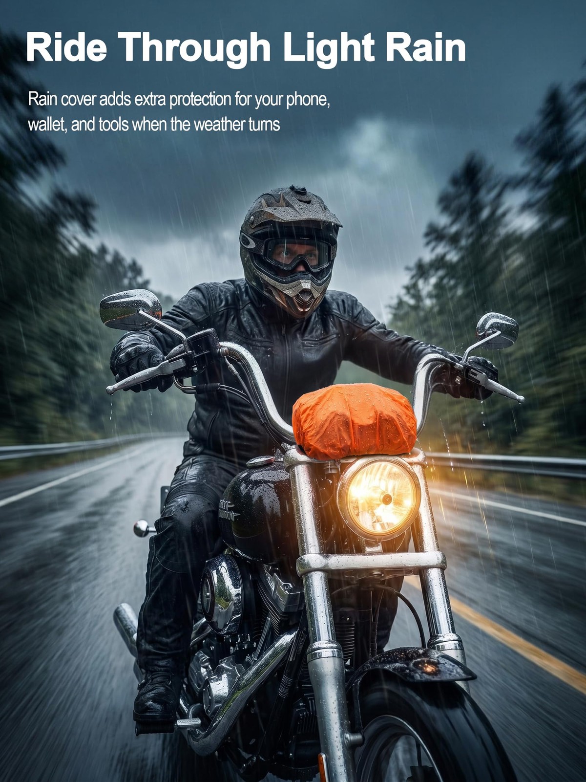 Handlebar Bag for Cruiser Softail Dyna Sportster with Rain Cover