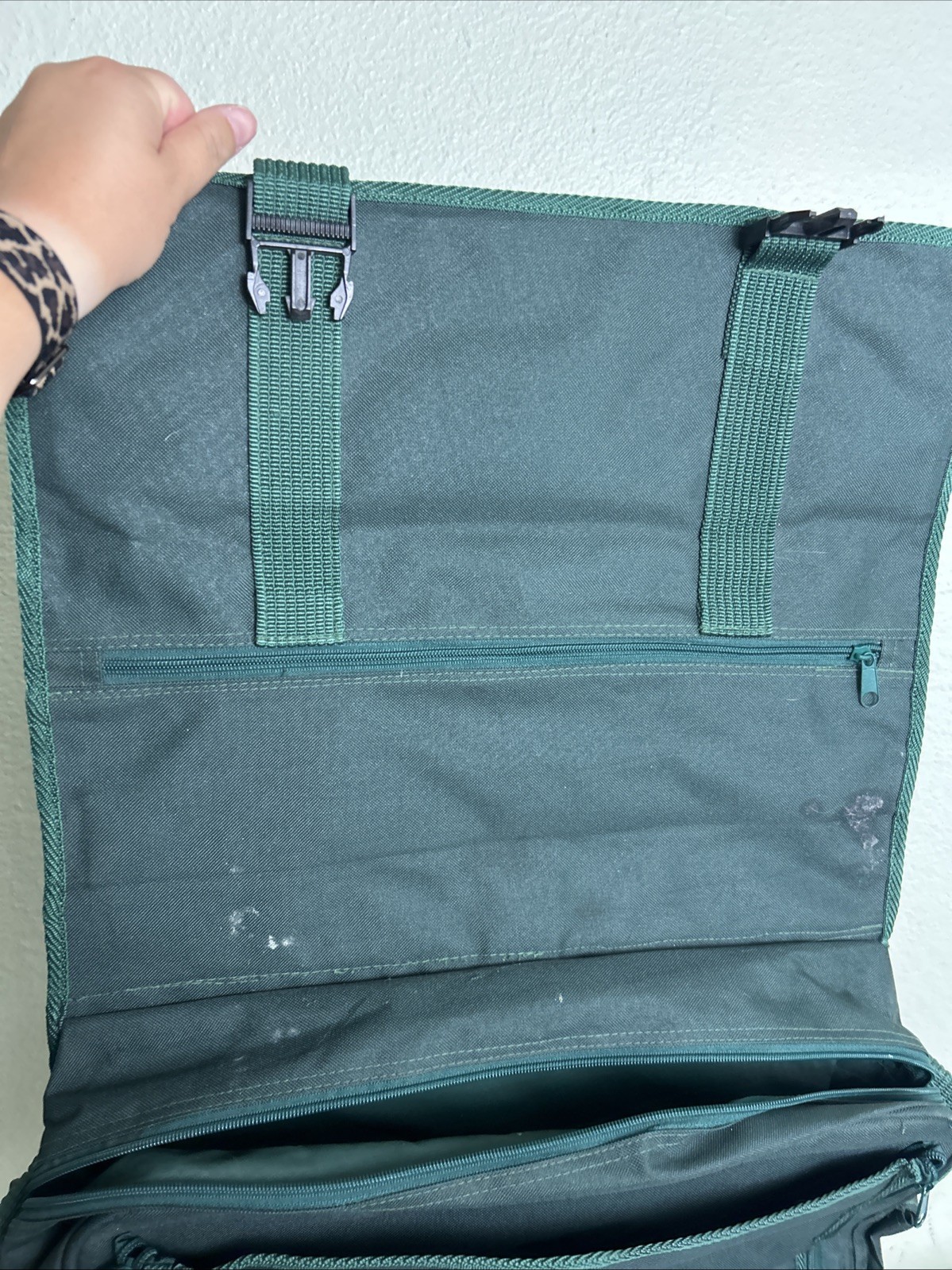 Vintage Perrier Sparkling Water Crossbody Messenger Bag Green 17x12x6