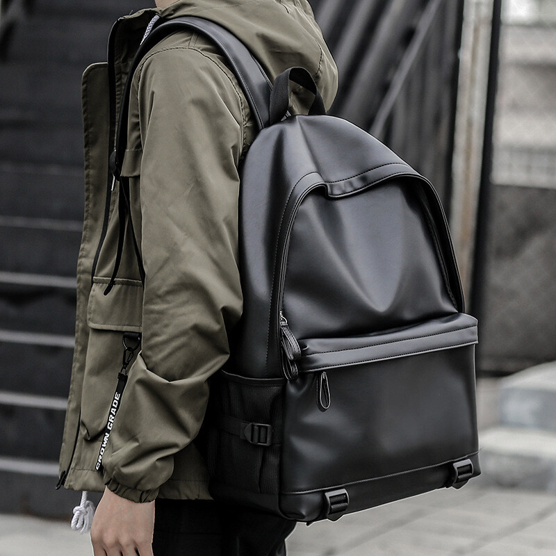 Waterproof PU Leather Travel Backpack SchoolBag Unisex Bag outdoor Men Mochila