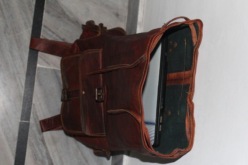 genuine leather backpack for men and women 18″Backpacks Leather bag