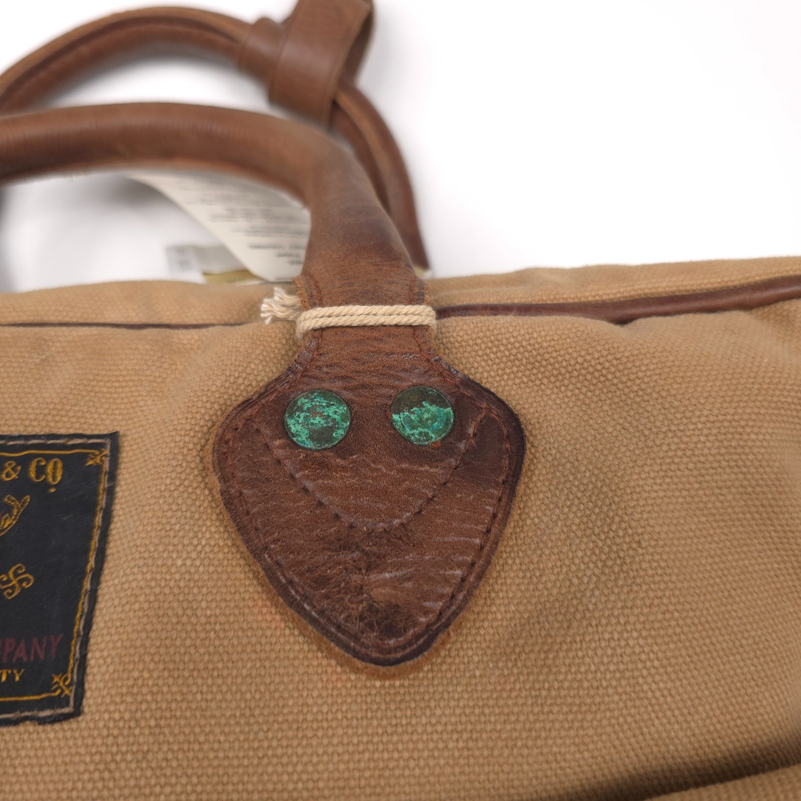 RRL Canvas Briefcase Mens Tan & Brown Leather-Trim Double RL NWT Authentic