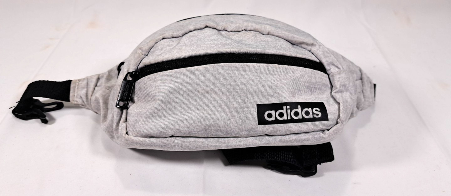 Adidas Waist Bag Fanny Pack Heather Grey Jersey Logo Adjustable Strap Streetwear