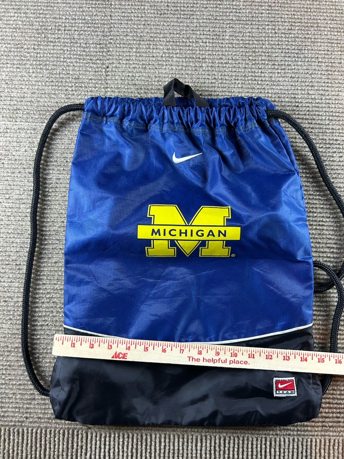 Nike Team Michigan Wolverines Basketball Player Issue Gym String Bag