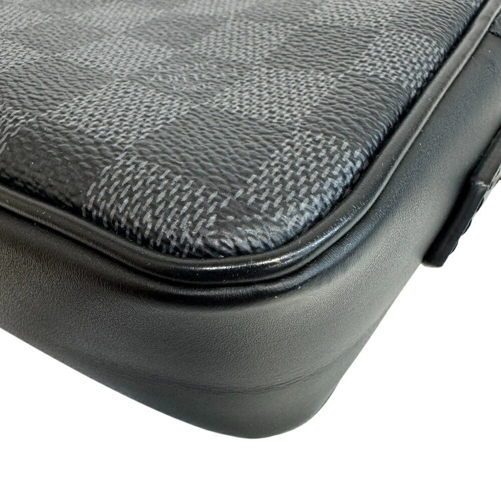 Louis Vuitton Pochette Kasai N41664 Damier Graphite Canvas Clutch Bag Black Gray