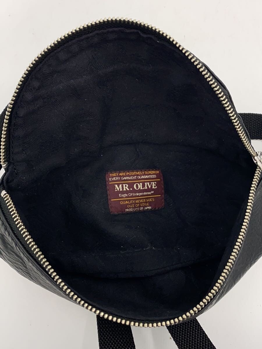 MR.OLIVE Waist Bag, Leather, Black, Plain