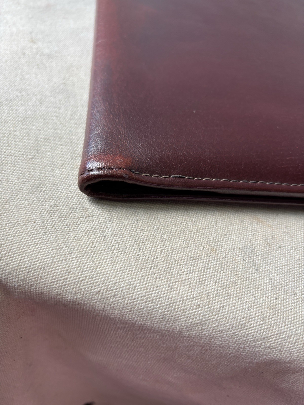 Vintage Real Leather Portfolio Dark Cognac Brown Folder Document Case A4 Notepad