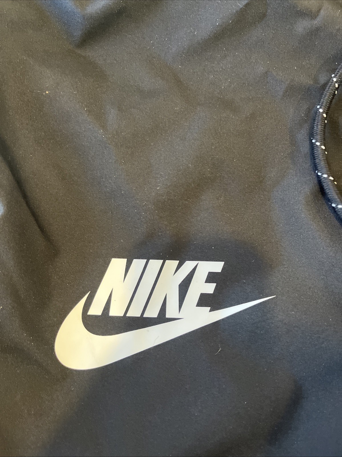 Nike Backpack Black 18″ Drawstring RN#56323 Zip Pocket Logo zipper pocket
