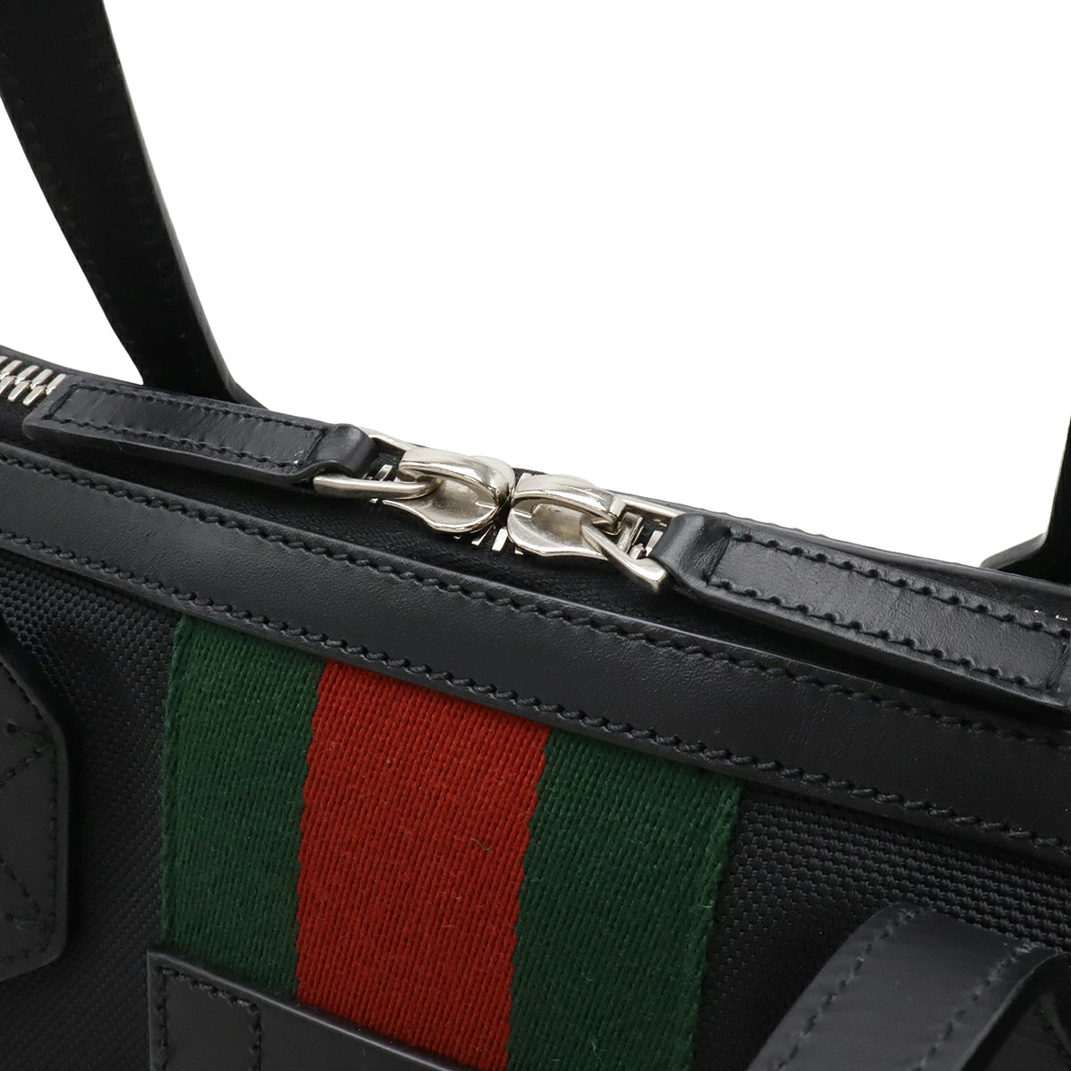Gucci Web Sherry Line Stripe Tote Bag 2WAY Shoulder Nylon Canvas