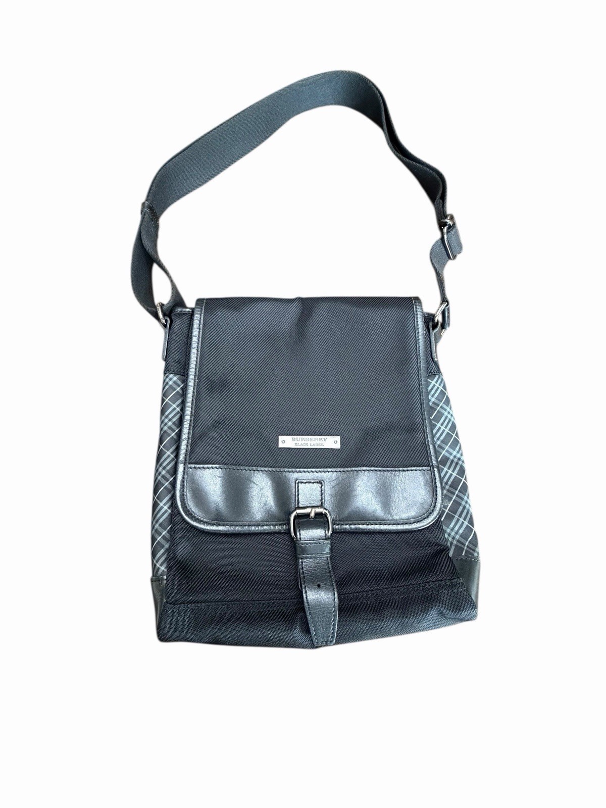Burberry Black Label Men’s Check Shoulder Bag Crossbody Black