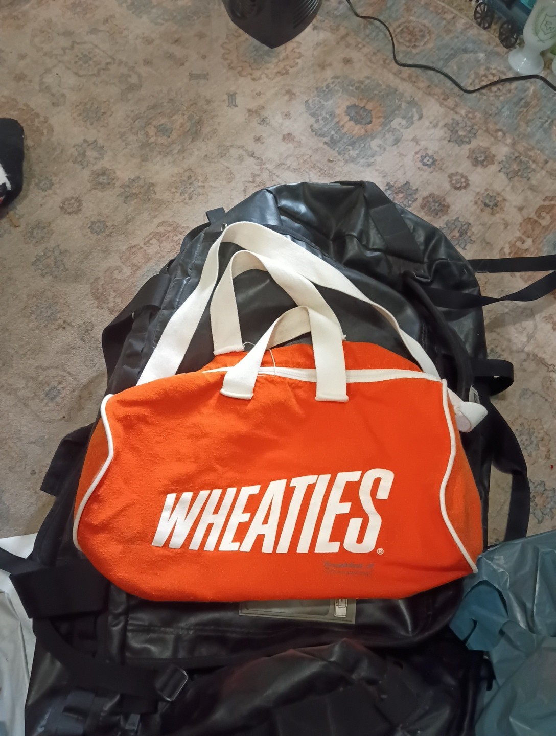 Wheaties Leisure Junior Vintage Orange Cotton Gym Bag 15″x8″x8″ Talon Zipper