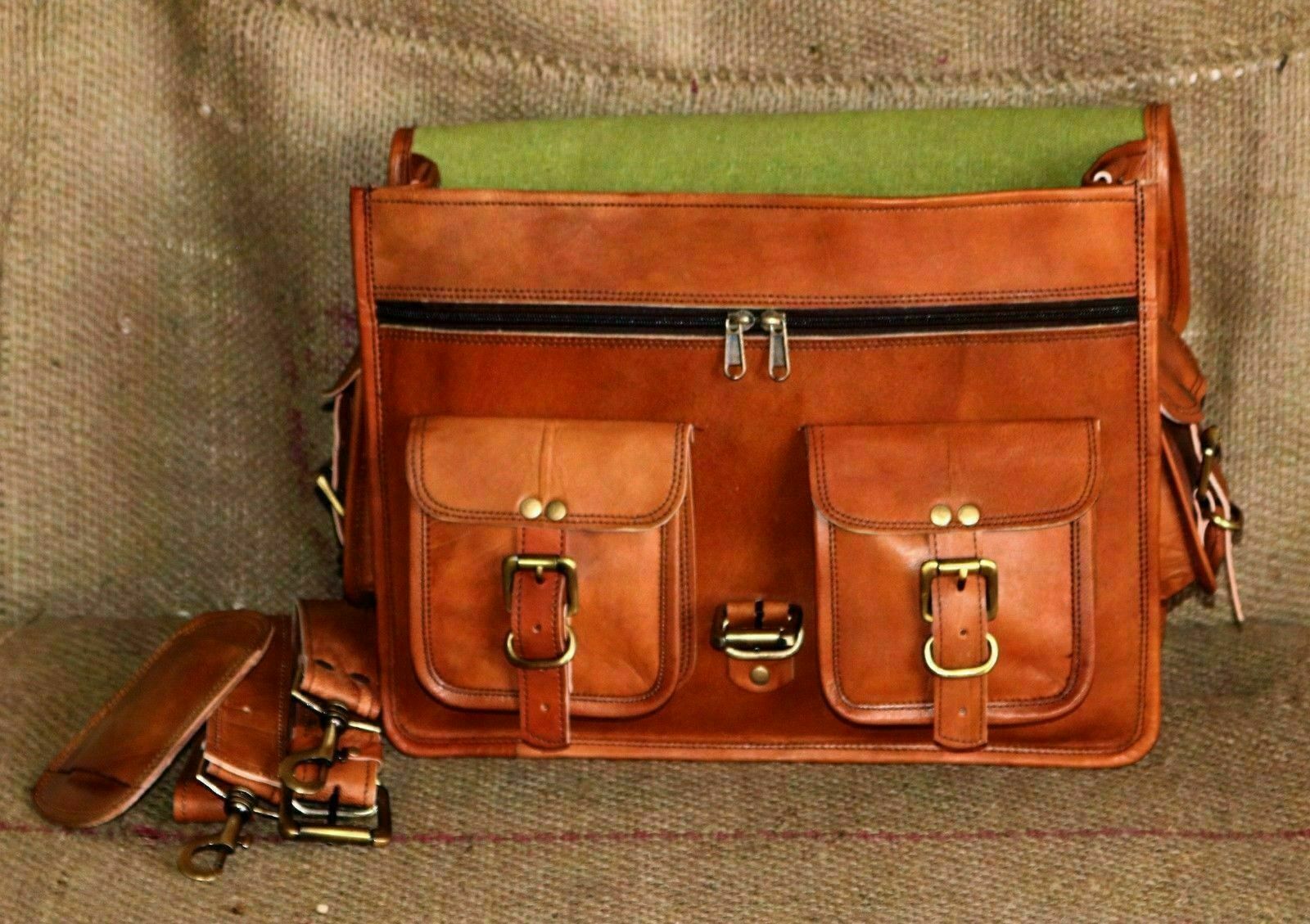 Genuine Leather Vintage Laptop Messenger Briefcase Bag Satchel Handmade Men’s