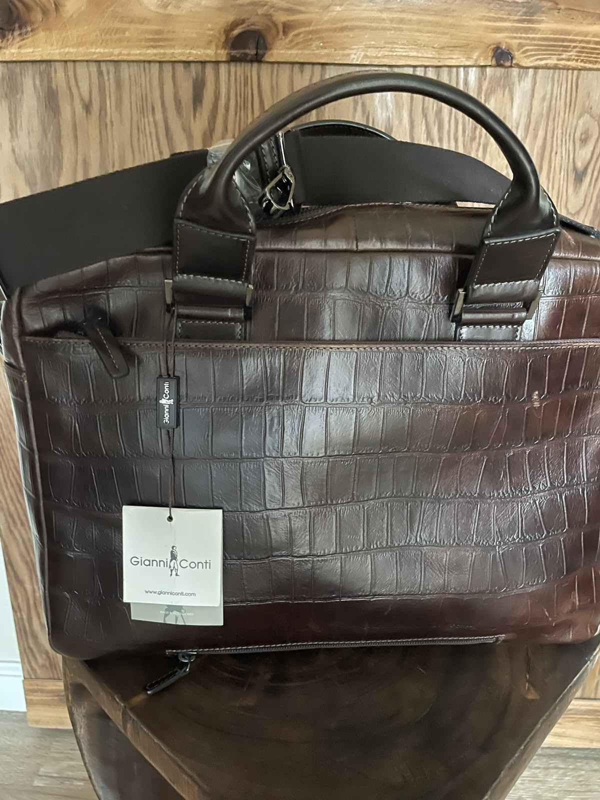 NWT Gianni Conti Croc Leather Briefcase Italy $798