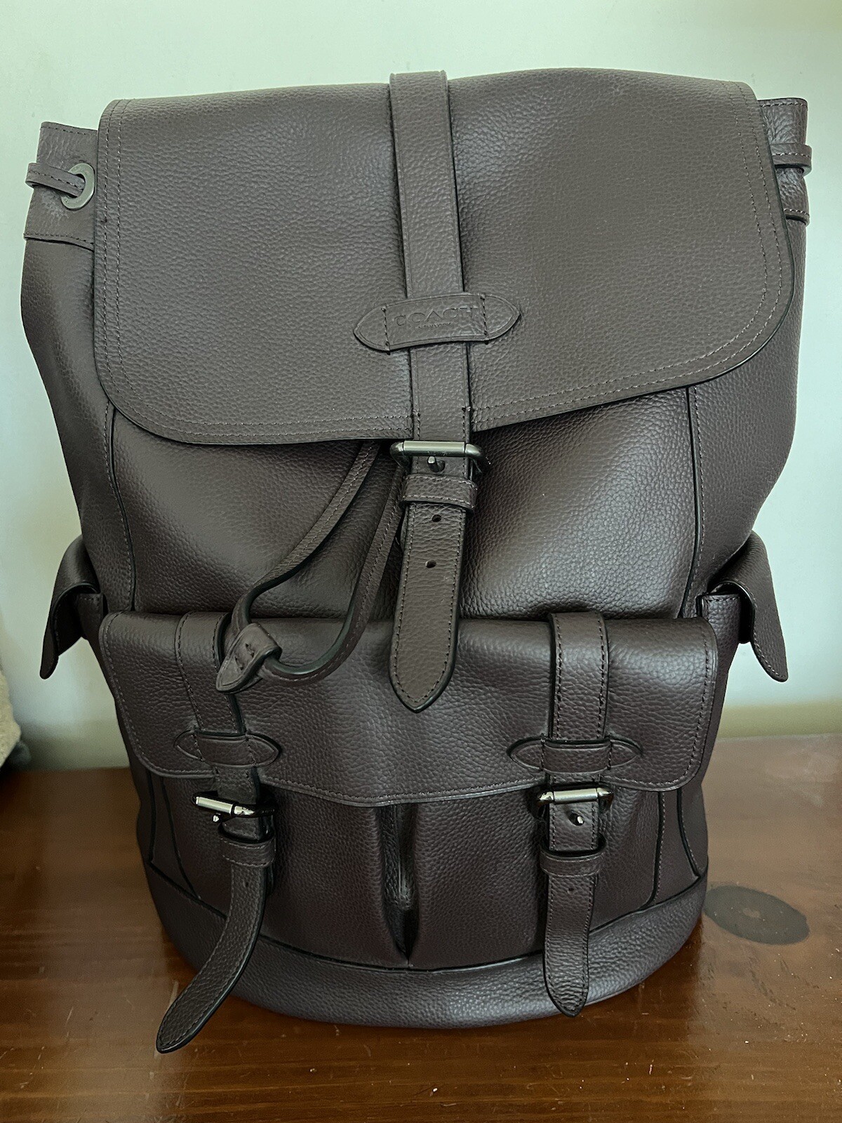 coach hudson leather backpack oxblood color