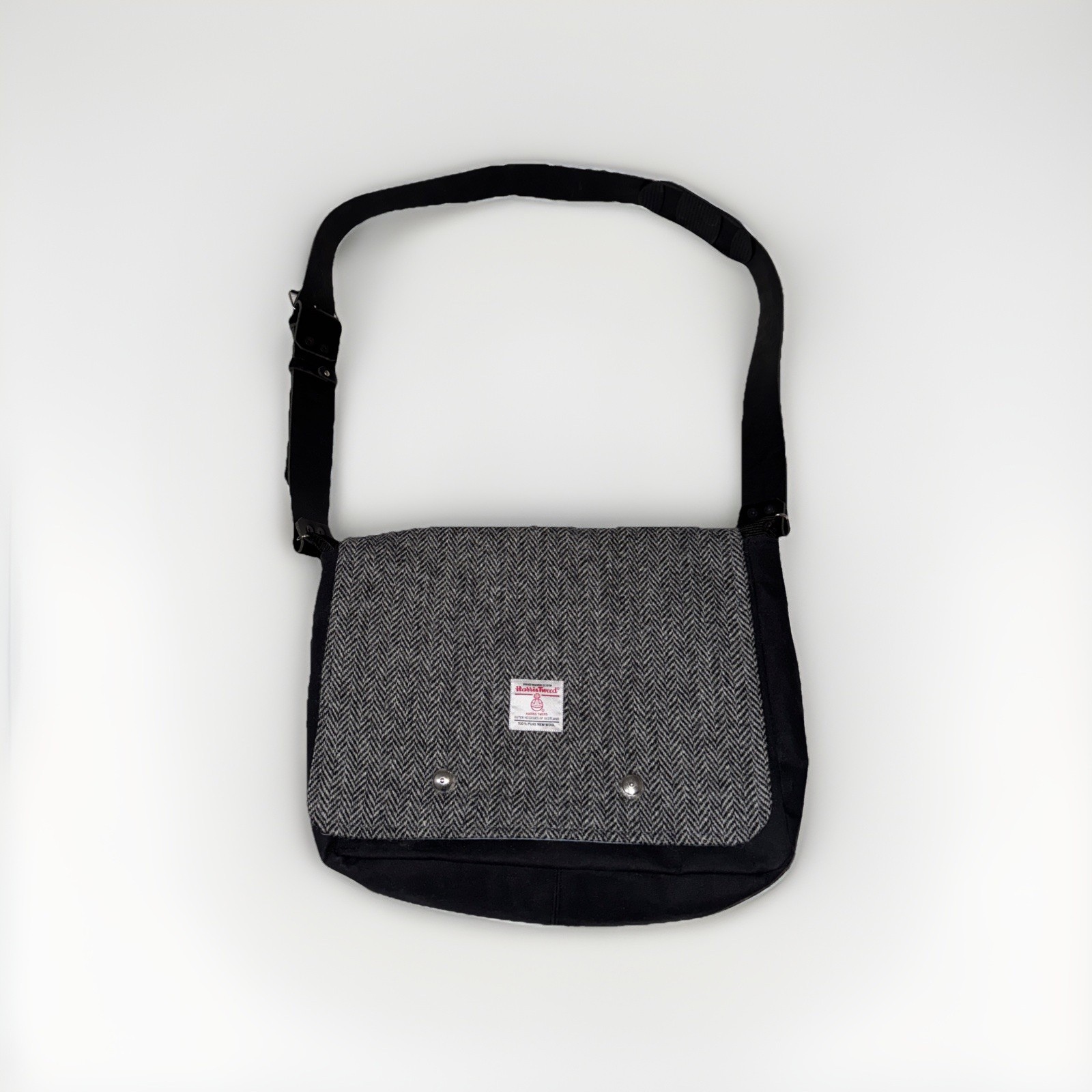 Harris Tweed New Wool Messenger Bag Leather Shoulder Strap Crossbody
