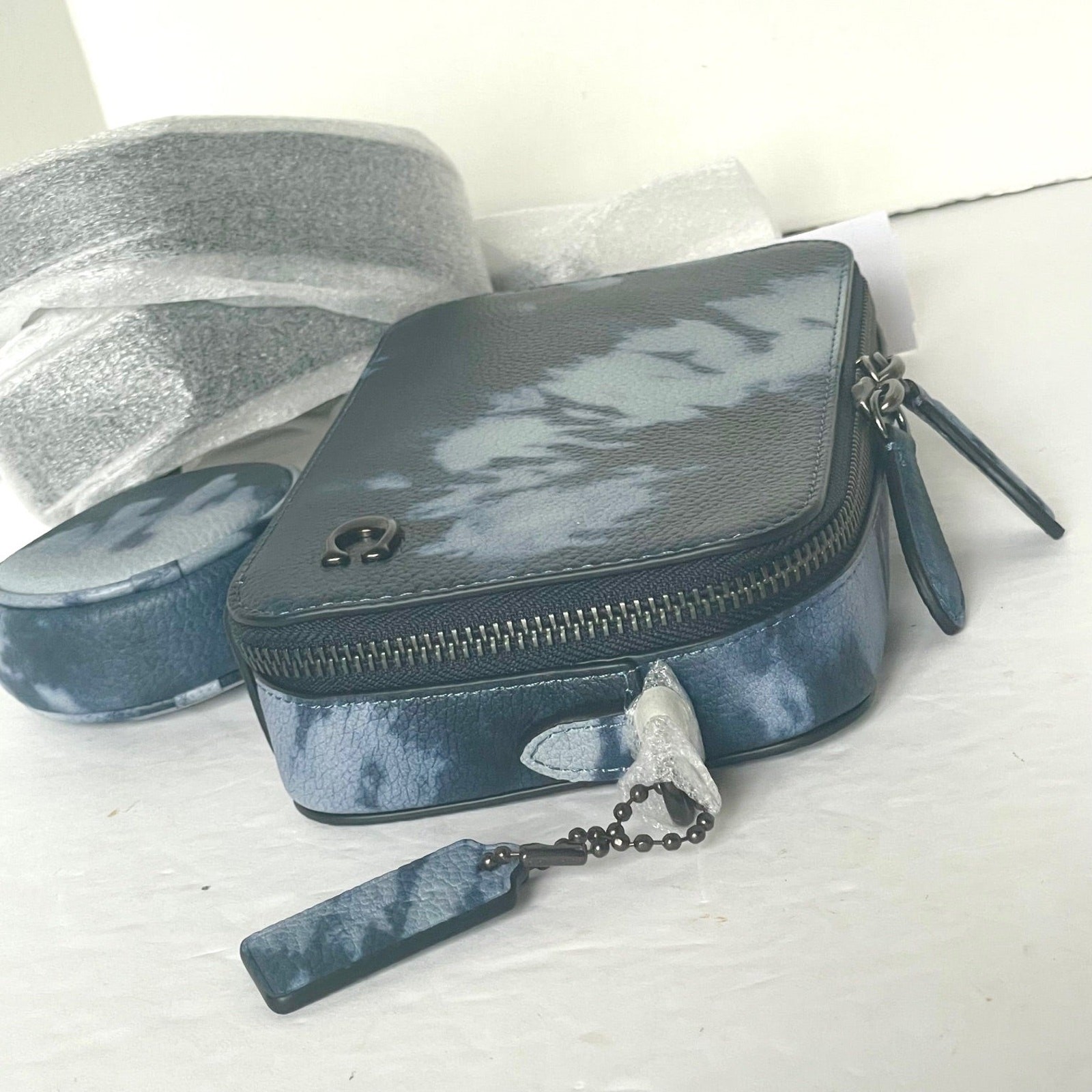 Coach Charter Slim Crossbody CU208 Blue Tie Dye Leather Sling Bag