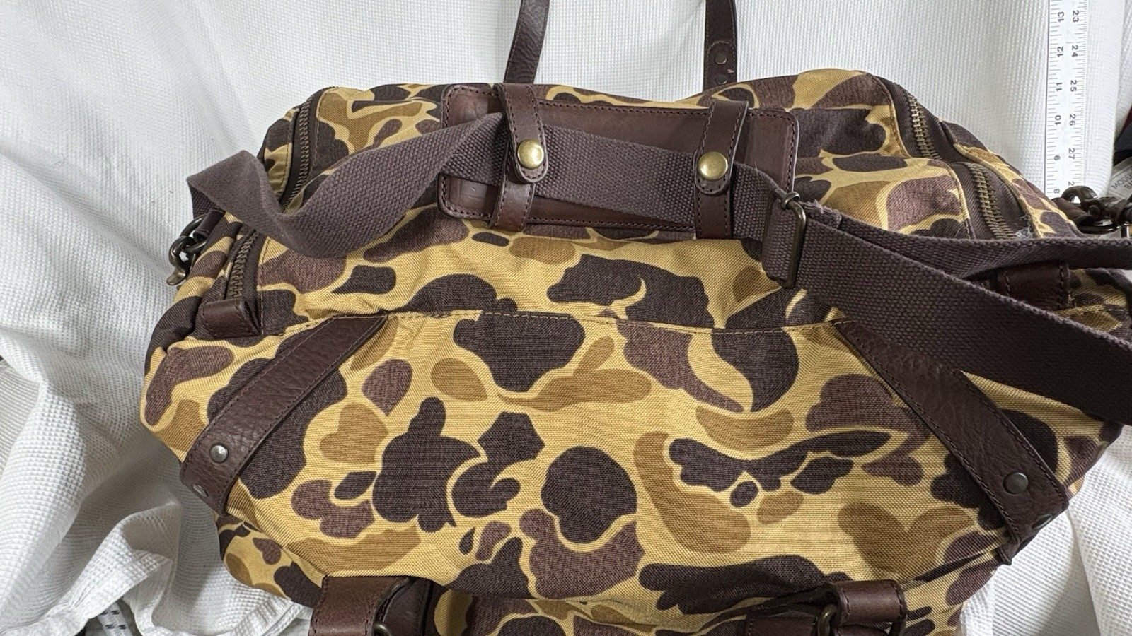 NWT Mission Mercantile Campaign Waxed Canvas Medium Camouflage Field Duffle Bag