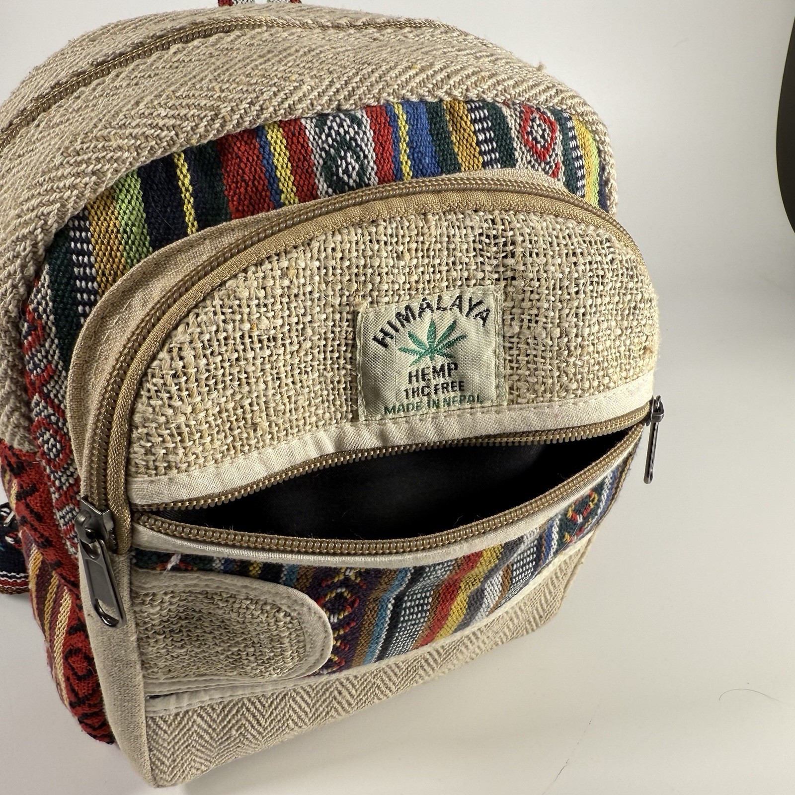 Himalayan Hemp THC Free Multi Color Small Handmade Backpack
