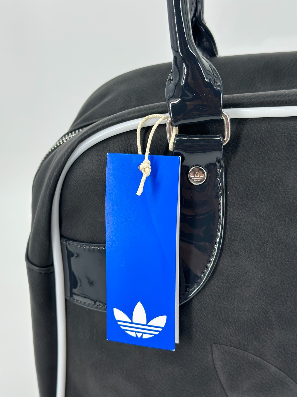 Adidas Premium Bowling Style Bag Large Black Designer Purse Trefoil Sport JW0307