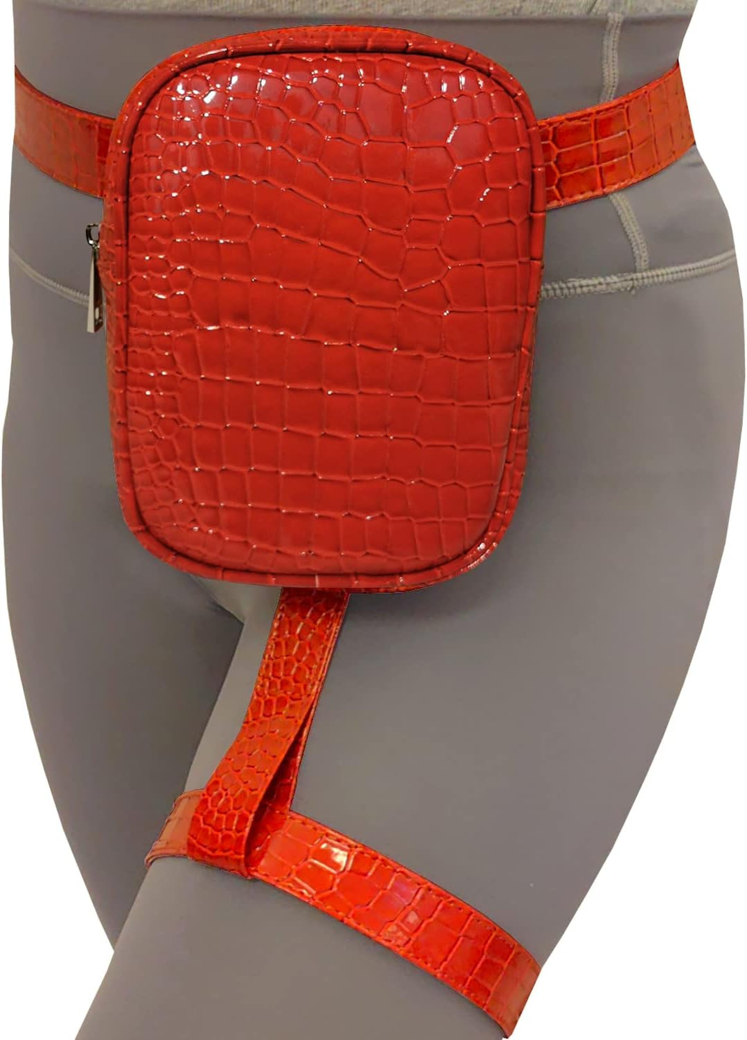 Synthetic Leather Leg Harness Thigh Bag Hip Fanny Pack for Women – Maroon